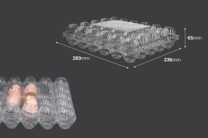 Boîtes à œufs en plastique à 30 compartiments, dimensions 283x236x65 mm - 100 pièces-εικόνα_διαστάσεις