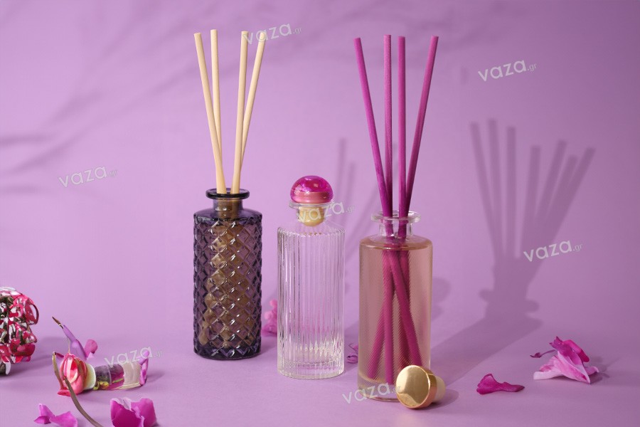 Glass decorative striped bottle 150 ml for reed diffuser