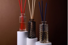 Glass decorative striped bottle 150 ml for reed diffuser