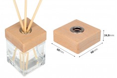 Bouchon carré en bois pour flacon de parfum d&#39;ambiance PP28 avec fente pour bâtonnets et bouchon