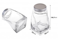 Barattolo in vetro 360 ml con coperchio argento - 6 pz