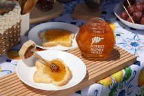 Glasgefäß 205 ml mit Holzkorken und Schöpflöffel für Honig