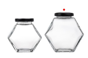 Pot en verre 380 ml hexagone avec couvercle noir - 6 pcs-εικόνα_σύνθεση