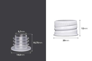 Vorverschraubte Aluminiumkappe (PP18) weiß mit Liner und Kunststoffkappe-εικόνα_διαστάσεις