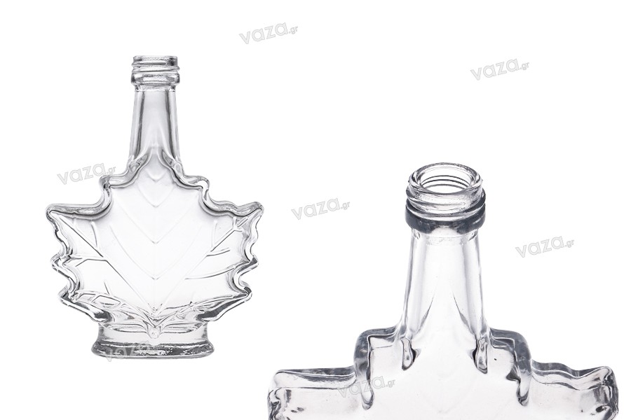 Γυάλινο μπουκάλι 50 ml (PP18) σε σχήμα φύλλου - 6 τμχ