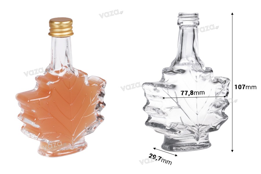 Γυάλινο μπουκάλι 50 ml (PP18) σε σχήμα φύλλου - 6 τμχ