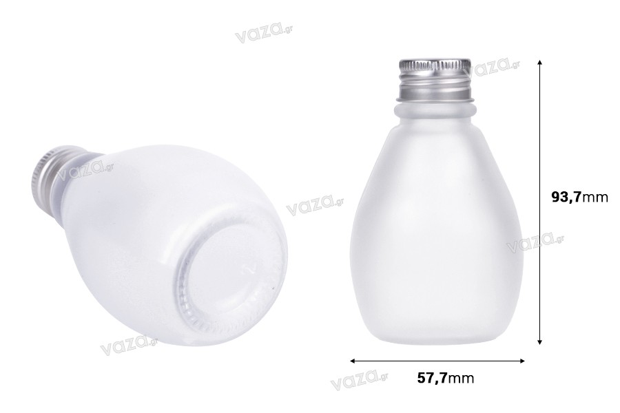 Bottiglia per sabbiatura in vetro da 100 ml con tappo in alluminio - 6 pz