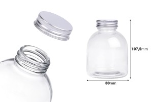 Flacon en verre 300 ml transparent avec bouchon en aluminium - 6 pcs-εικόνα_διαστάσεις