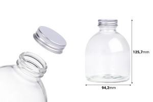 Shishe qelqi 500 ml transparente me kapak alumini - 6 copë-imazh_dimensione