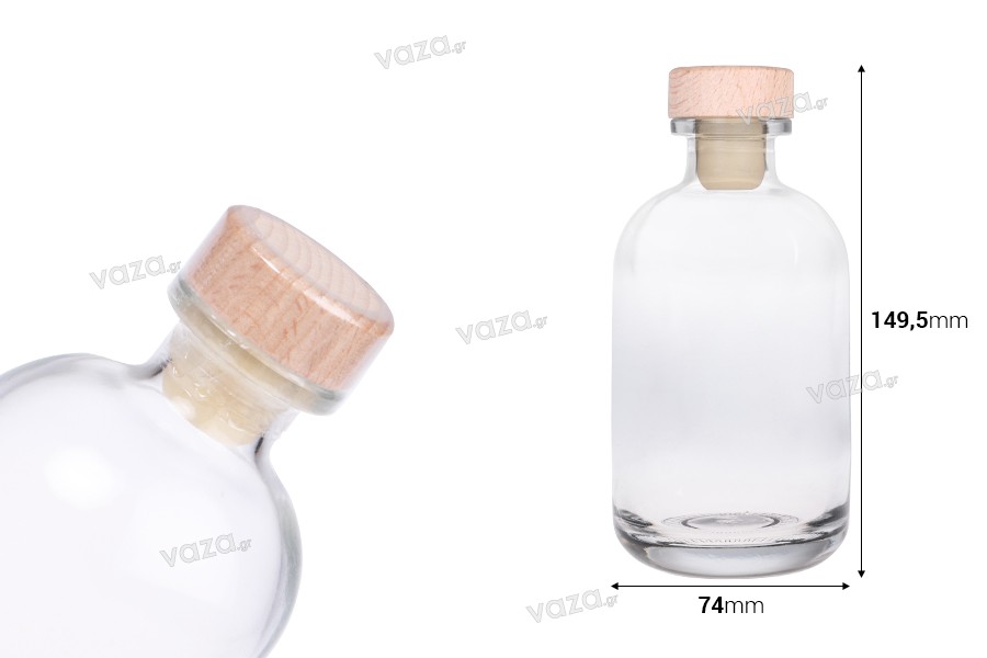 250 ml glass bottle with cork and capsule