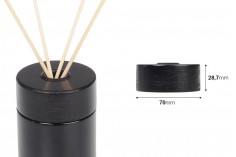 Wooden cap in black color for room fragrance bottle PP28 with cap and holder for sticks