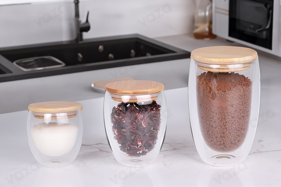 Γυάλινο βάζο 250 ml διπλού τοιχώματος με καπάκι bamboo Γυάλινο βάζο 250 ml διπλού τοιχώματος με καπάκι bamboo-εικόνα_σύνθεση