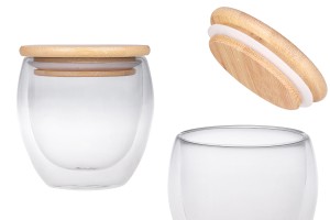 Pot en verre 250 ml double paroi avec couvercle en bambou-εικόνα_προϊοντική