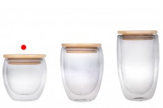 Glass jar 250 ml double wall with bamboo lid