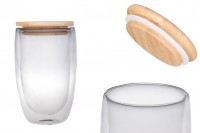 Glass jar 450 ml double wall with bamboo lid