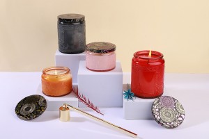 Barattolo in vetro goffrato da 120 ml cilindrico con coperchio in alluminio in vari colori-εικόνα_σύνθεση