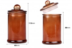 Glass jar 150 ml caramel with glass cap with airtight closure
