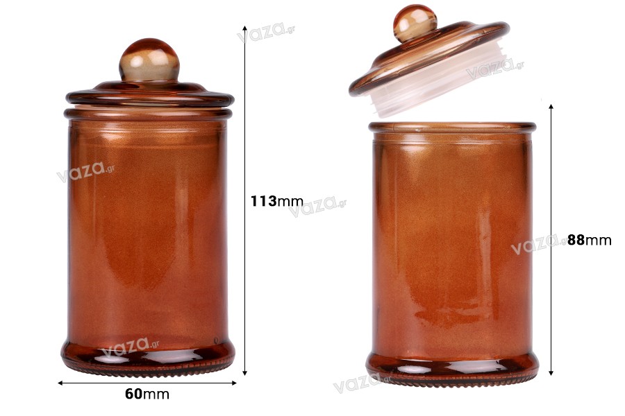 Γυάλινο βάζο 150 ml καραμελέ με γυάλινο καπάκι με αεροστεγές κλείσιμο