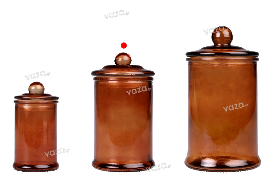 Glass jar 350 ml caramel with glass lid with airtight closure