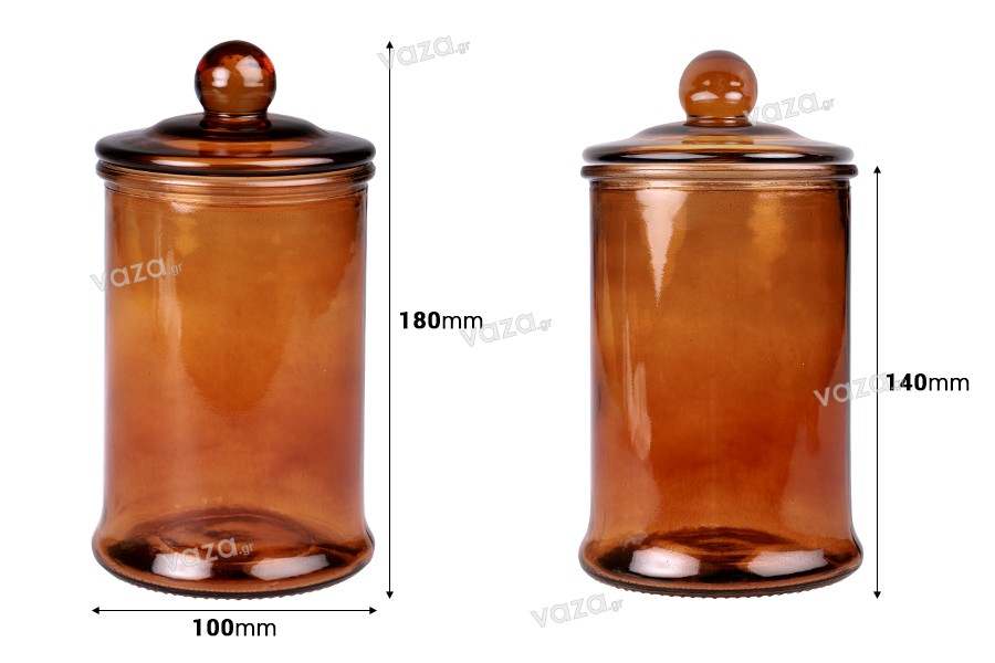 Glass jar 750 ml caramel with glass lid with airtight closure