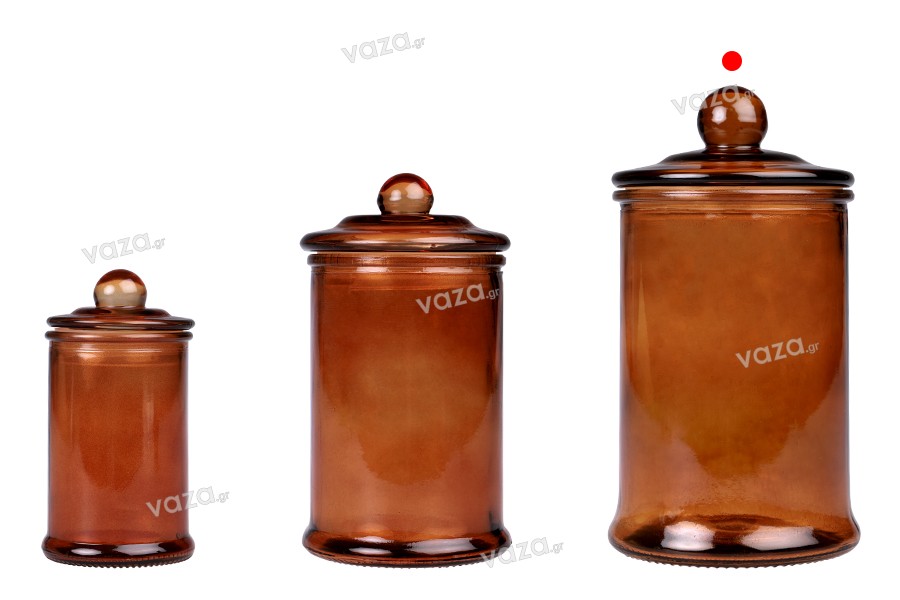 Glass jar 750 ml caramel with glass lid with airtight closure