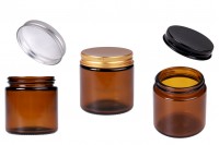 Glass jar 100 ml amber with aluminum cap and inner liner - 6 pcs