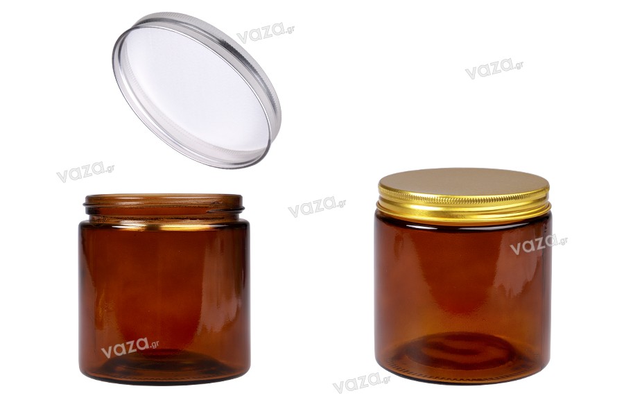 Glass jar 500 ml amber with aluminum cap and inner liner - 6 pcs
