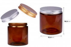 Glass jar 500 ml amber with aluminum cap and inner liner - 6 pcs