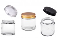 Glass jar 100 ml clear with aluminum cap and inner liner - 6 pcs