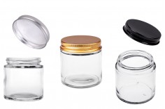 Glass jar 100 ml clear with aluminum cap and inner liner - 6 pcs