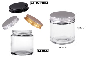 Glasbehälter 100ml transparent mit Aluminiumdeckel und Inneneinsatz – 6 Stück-εικόνα_διαστάσεις