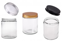 Pot en verre 200 ml transparent avec couvercle en aluminium et doublure intérieure - 6 pcs