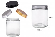 Pot en verre 200 ml transparent avec couvercle en aluminium et doublure intérieure - 6 pcs