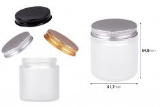100 ml frosted glass jar with aluminum cap and inner liner - 6 pcs