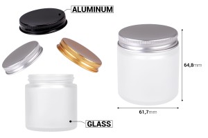 100 ml sandgestrahltes Glasbehälter mit Aluminiumdeckel und Inneneinsatz – 6 Stück-εικόνα_σύνθεση