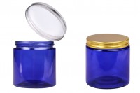 Glasdose 500 ml blau mit Aluminiumdeckel und Inneneinsatz – 6 Stück