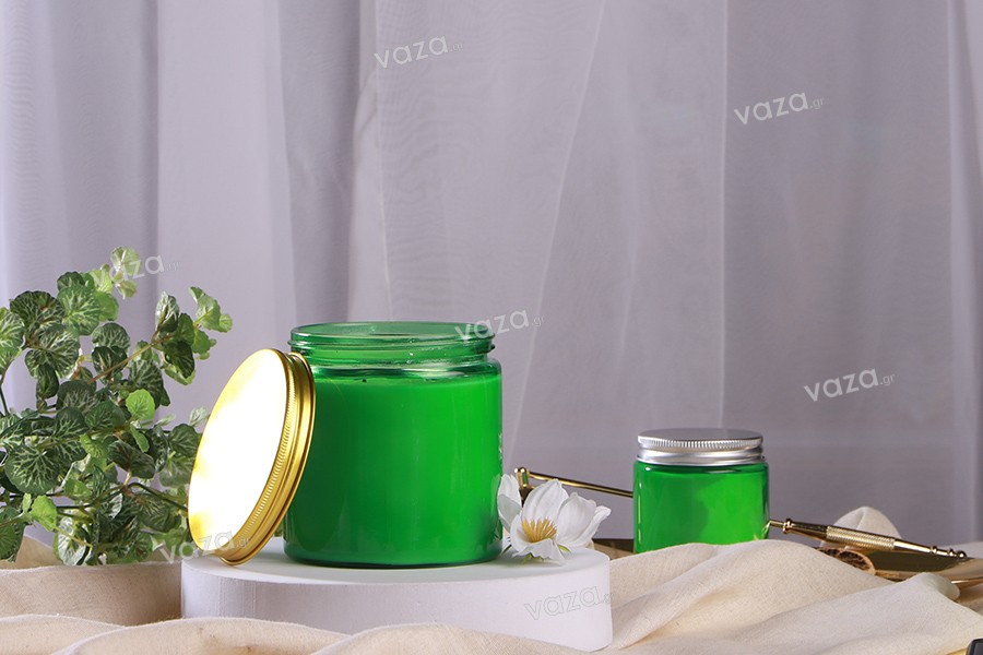 Glass jar 500 ml green with aluminum lid and inner liner - 6 pcs