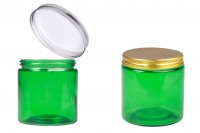 Pot en verre 500 ml vert avec couvercle en aluminium et doublure intérieure - 6 pcs