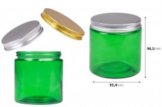 Pot en verre 500 ml vert avec couvercle en aluminium et doublure intérieure - 6 pcs