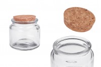 Clear glass jar 100 ml with natural cork
