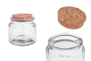 Transparentes Glasgefäß 100ml mit Naturkorken-produktbild