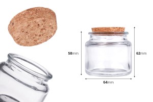 Transparentes Glasgefäß 100ml mit Naturkorken-bildabmessungen