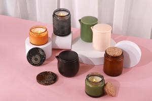 Barattolo in vetro goffrato da 120 ml cilindrico con coperchio in alluminio in vari colori-εικόνα_σύνθεση