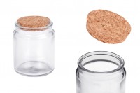 Transparent glass jar 200 ml with natural cork