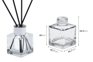 Flacon en verre 50 ml (PP28) carré adapté au parfum d&#39;ambiance-εικόνα_διαστάσεις