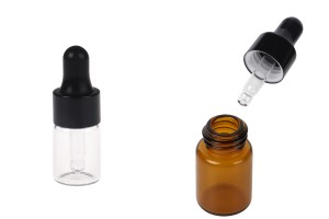 Flacons en verre 2 ml transparente ou ambrée avec compte-gouttes - 12 pièces-εικόνα_προϊοντική