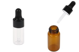 Flacon en verre 3 ml transparente ou ambrée avec compte-gouttes - 12 pièces-εικόνα_προϊοντική