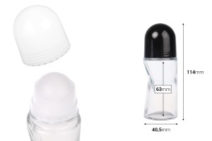 Flacon en verre roll-on 50 ml avec bouchon blanc ou noir-2