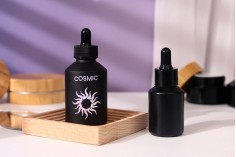 Γυάλινο μαύρο ματ μπουκαλάκι 60 ml με μαύρο σταγονόμετρο για serum