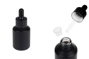 Flacon en verre noir mat de 30 ml avec compte-gouttes noir pour sérum-εικόνα_προϊοντική